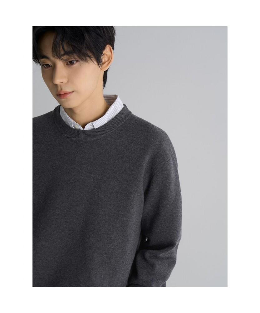 8seconds Double-Weave Basic Round Neck Knit Ash