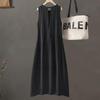 Women's Spliced Draped Sleeveless A-Line Midi Dress