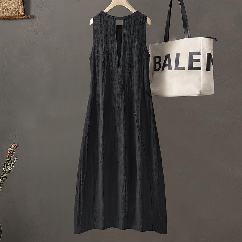 Women's Spliced Draped Sleeveless A-Line Midi Dress