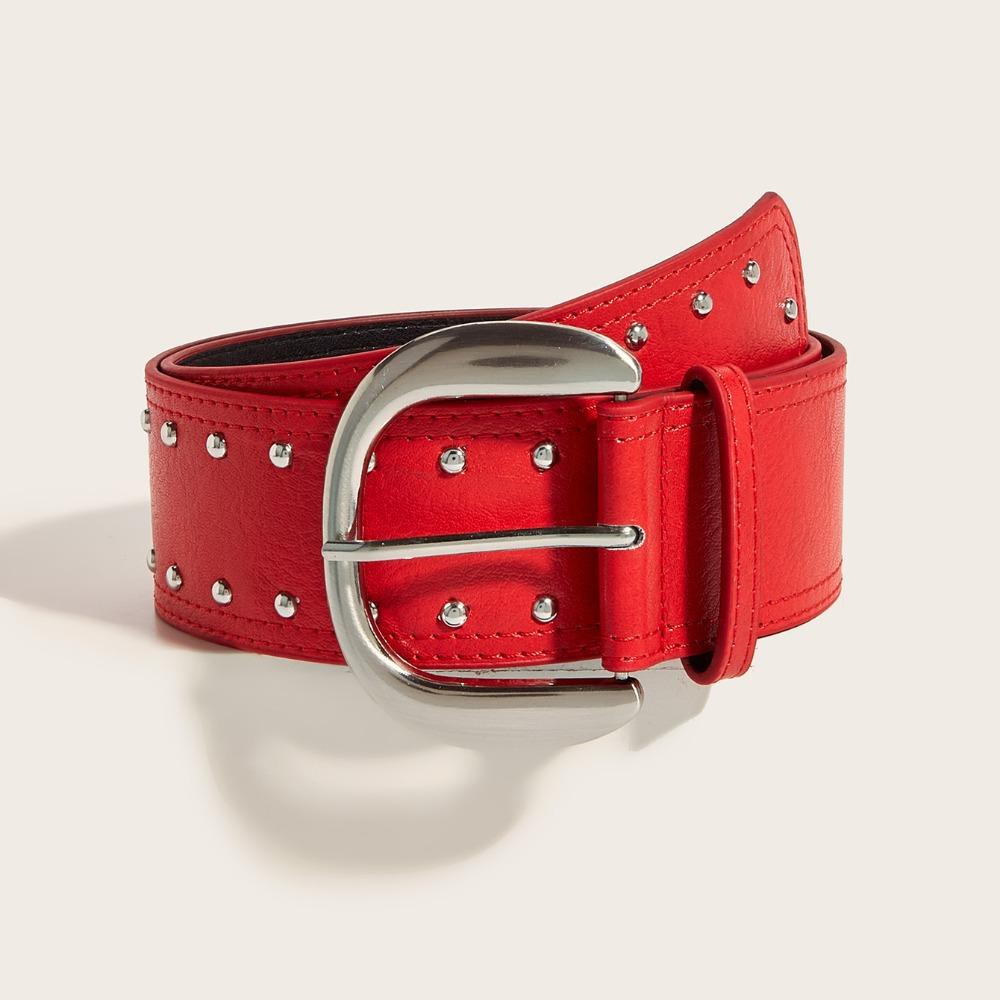 Heavy-Duty Design Sense Rivet Wide Belt For Women Vintage Y2k Versatile Skirt Jeans With Decorative Slimming Belt