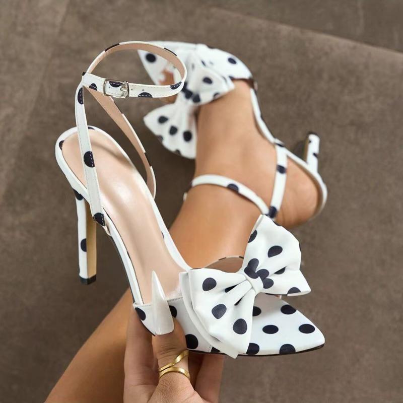 Fashion Shoes Cswo01 Women's Summer Polka Dot Butterfly Knot High Heels Gladiator Sandals Peep Toe Buckle Strap Party Prom Shoes Cm