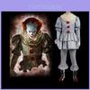 It de Stephen King Palhaço Assustador Coringa Pennywise Fantasia Cosplay Roupas de Halloween Costura Perfeita e Acabamento Exquisito
