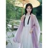 Lila Hanfu für Damen, Chinesischer Wei Jin Dynastie Stil Großärmeliges Hemd Kreuzkragen Set für Damen