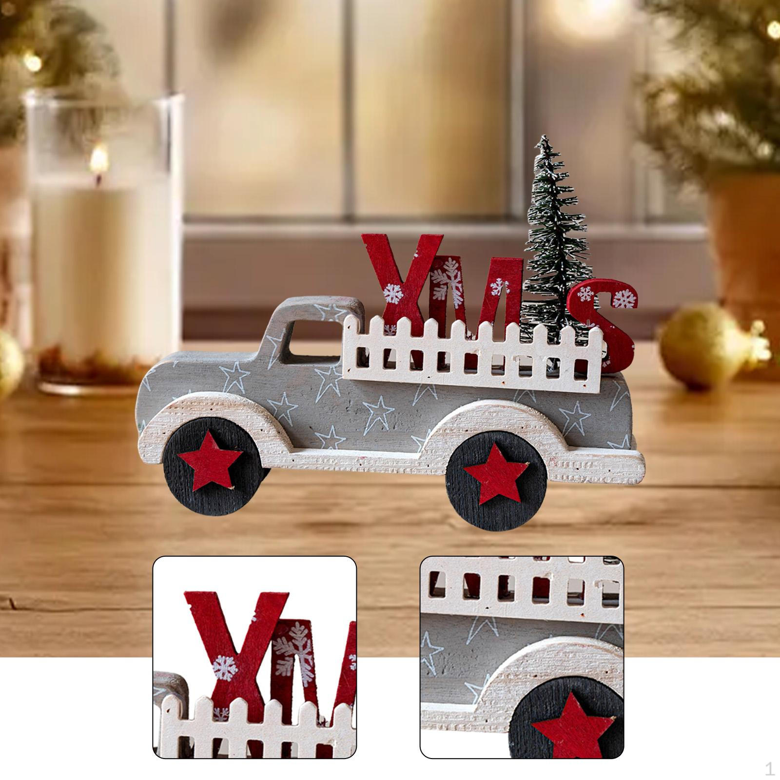 

Truck Wooden Ornament Christmas Gift Table Decoration Centerpiece серый