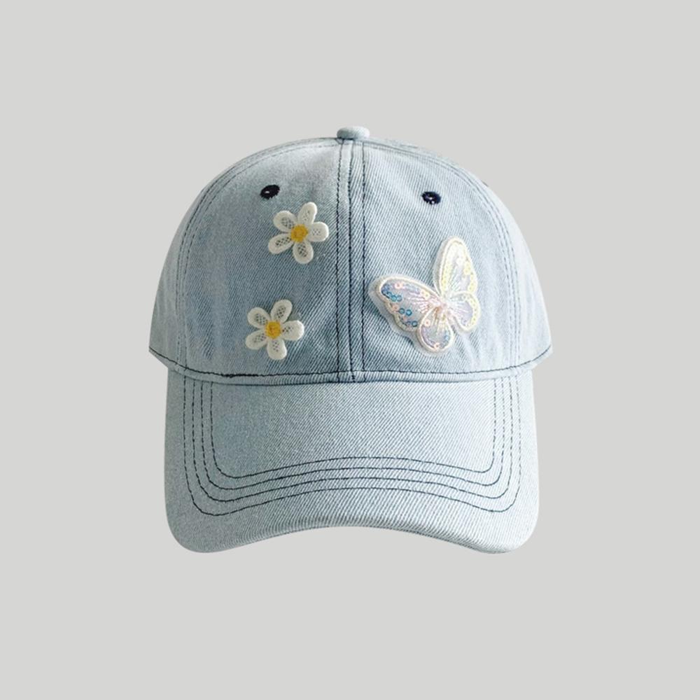 Korean Bowknot Flower Embroidery Baseball Caps Women Girl Cute Plum Outdoor Sun Visor Hats Adjustable Sports Peaked Cap