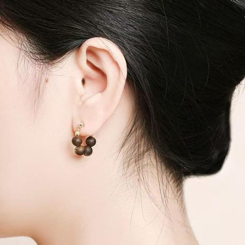 Natural Sandal Wood Earrings Featuring Traditional Chinese Designs Expertly Crafted for Sensitive Skin Wear