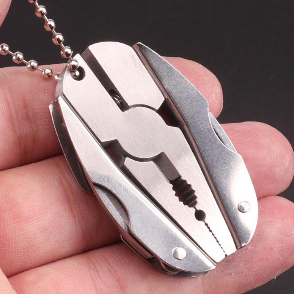 Portable Stainless Steel Multi-Tool Pliers Knife Keychain Screwdriver Travel Kits Perfect For Outdoor Use