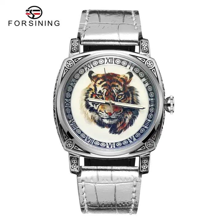 

Forsining Мужские модные повседневные автоматические механические часы с драконом, тигром, леопардом и пиратским узором NP1