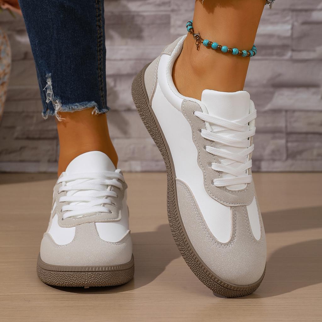 Round Head Elegant Flat Casual Shoes for Women Spring and Autumn Lace Anti Slip Running Shoes