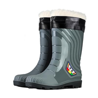 Stivali di sicurezza in gomma nuovi di fabbrica a taglio alto neri in PVC invernali antivento in cotone antipioggia
