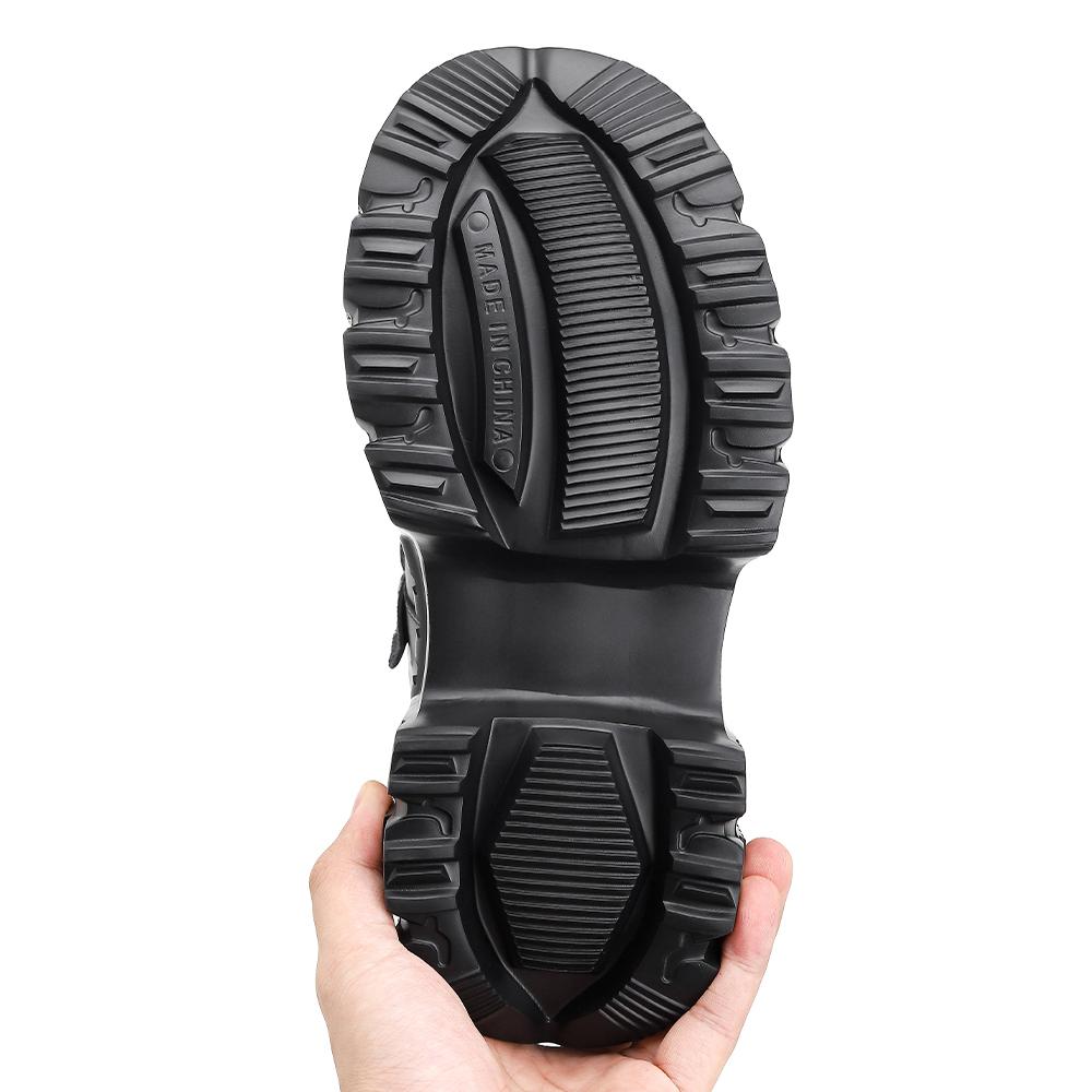 New Women Shoes Punk Style  Lace-up Heel Height 6CM Platform Shoes Woman Gothic Ankle Rock Boots Metal Decor Woman Sneakers