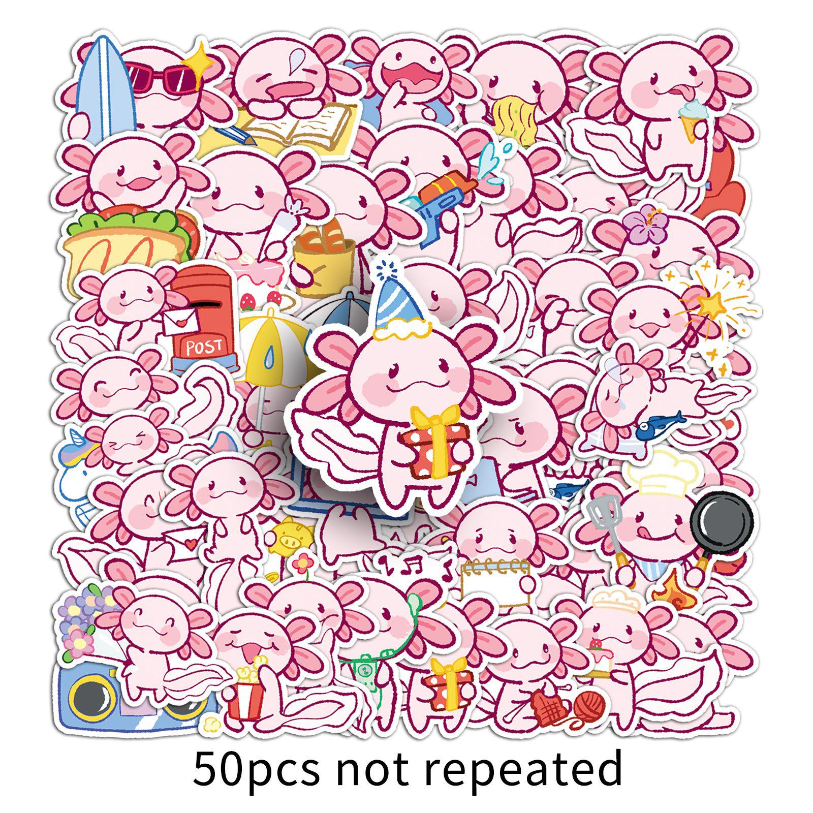 50 Cute Salamander Animal Stickers: Hand-Drawn Daily Doodle Decorations for Phone and Journal