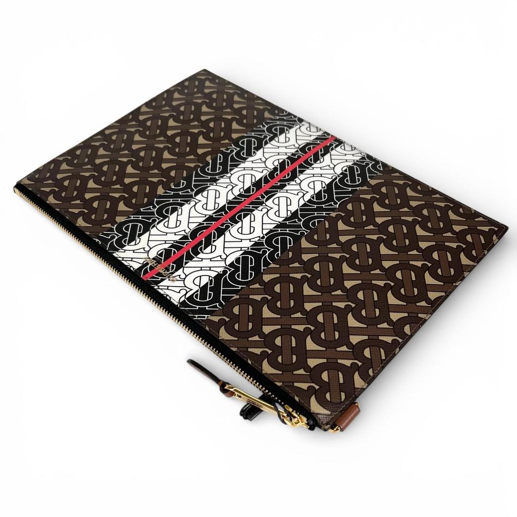 Pristine BURBERRY Clutch Bag TB Monogram Stripe Multicolor Cotton Mens Used