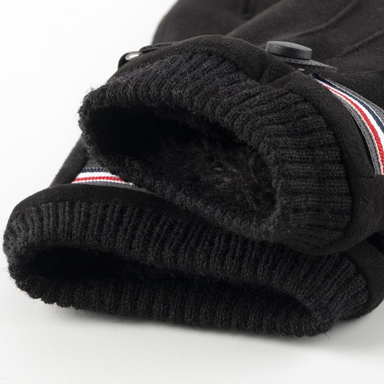 Thickened Velvet Gloves In Autumn and Winter Men's Suede Touch Screen Outdoor Takeaway Cycling Running