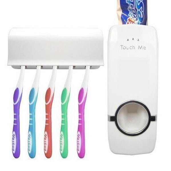 Elegant Home Auto Automatic Toothpaste Dispenser And Toothbrush Holder Set With Premium Quality Construction