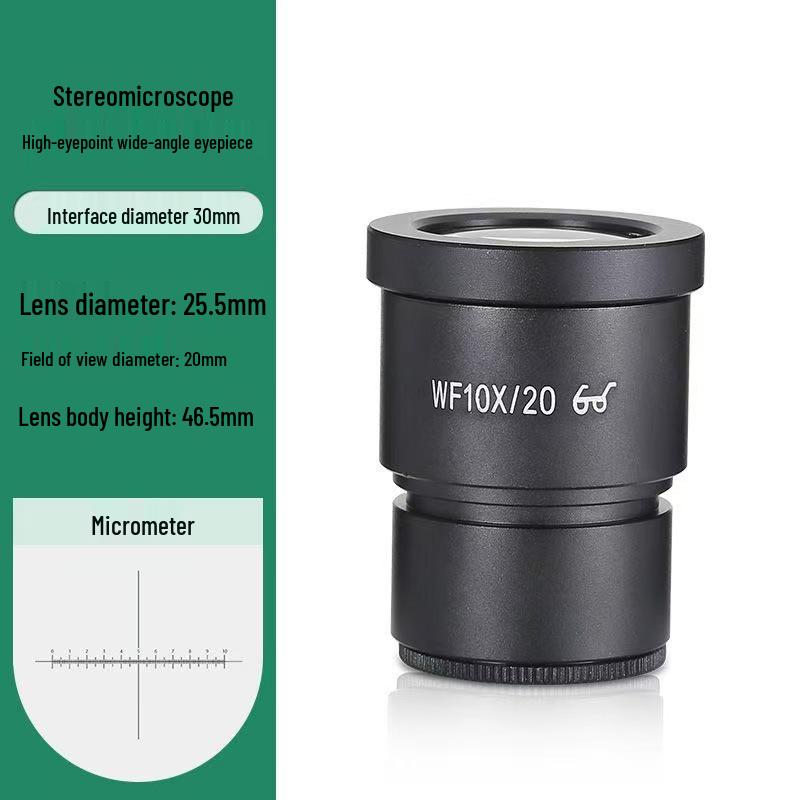 Biological Microscope Lens Accessories: WF10X-25X Magnification Stereoscopic Wide-Angle Eyepiece with High Eye Point and Micrometer.