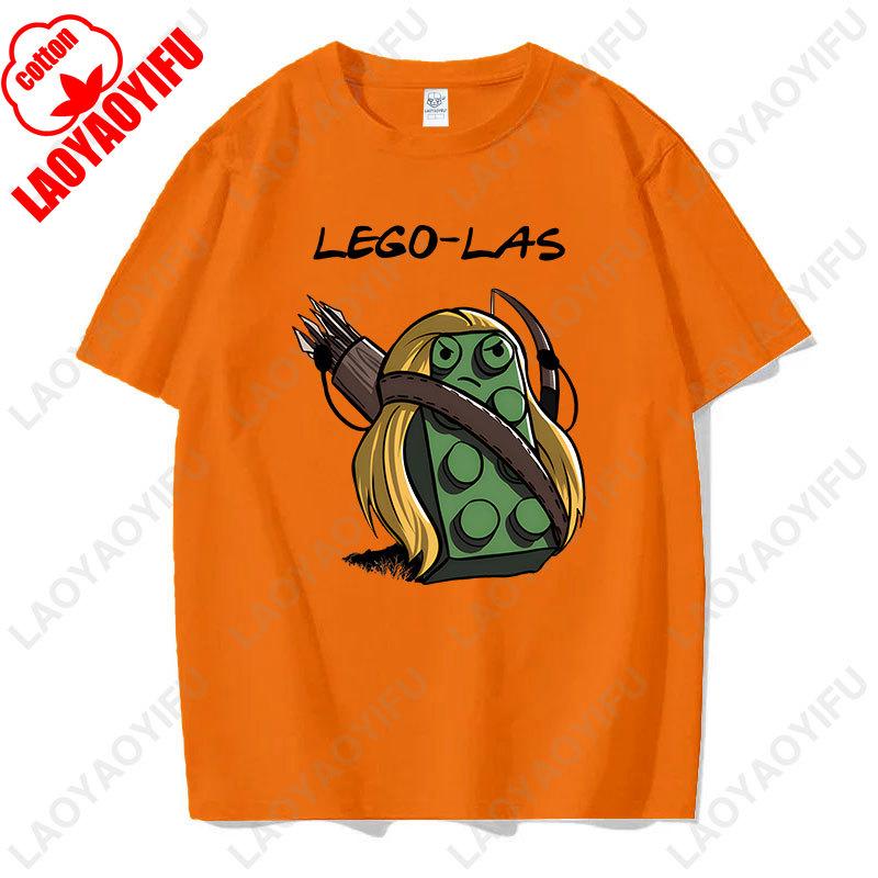 Funny Anime Cartoons Lego-las Printed T-shirt Humor Style Summer Fashion Short-sleev T Shirt Y2k Streetwear Cotton Tee Camisetas