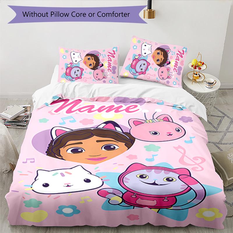 3pcs Gaby's Bubble House1 Cover Set - Personalized Name, HD Printed Bedding with 1 Cover and 2 Pillowcases - Perfect for Home Decor, Easy Care