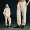 Men Women Warm Fleece Lined Hooded Sweatshirt Set Casual Loose Fit Winter Outfit Pure Color Streetwear
