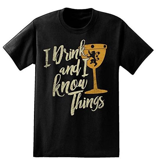 Game Of Thrones I DRINK AND I KNOW THINGS GOBLET TYRION LANNISTER T-Shirt NWT M