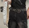 American Retro Leather Rivet Belt with Unique Design and Cool Style Waist Chain