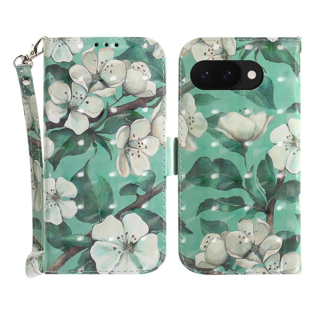 Etui na Google Pixel 9a z nadrukiem wzoru, skórzany portfel, pokrowiec na telefon z paskiem na nadgarstek