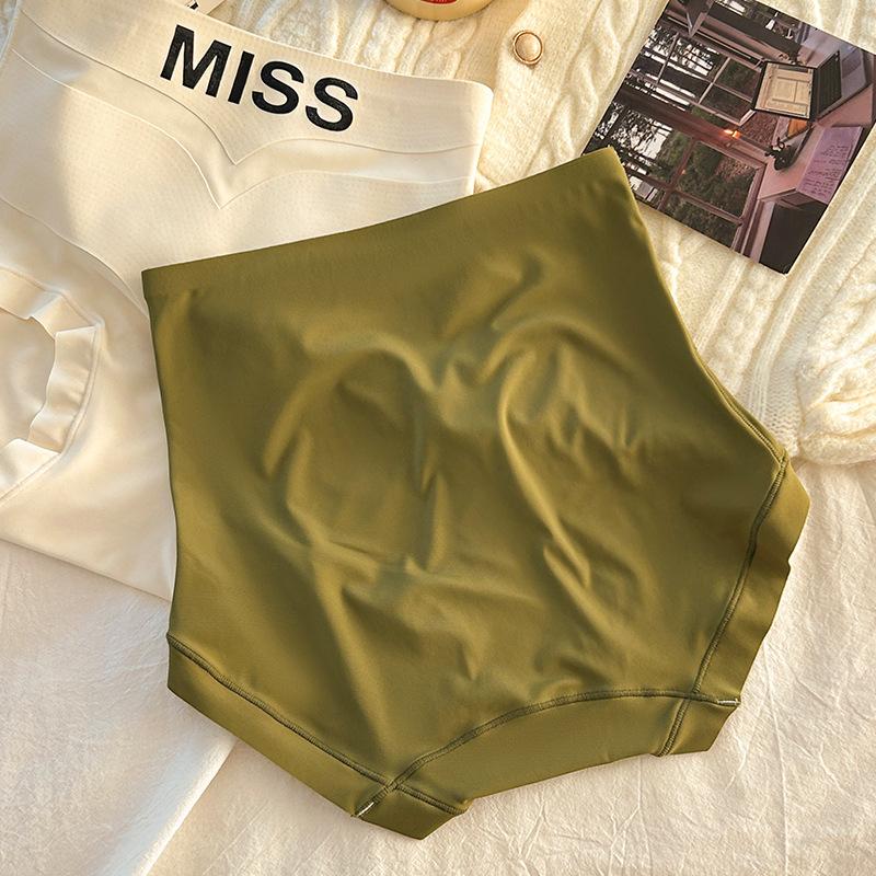 Female Spring and Autumn Ice Silk No Trace Double Pressure Naked Breathable Hip High Waist Underwear