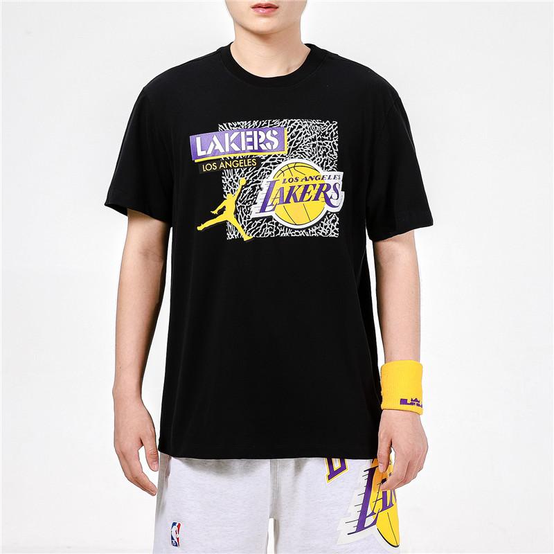 Jordan Dri-Fit NBA Los Angeles Lakers Printed Basketball Sports Training Fitness Breathable Casual Crew Neck Short Sleeve T-Shirt Men Tops DA6629-010