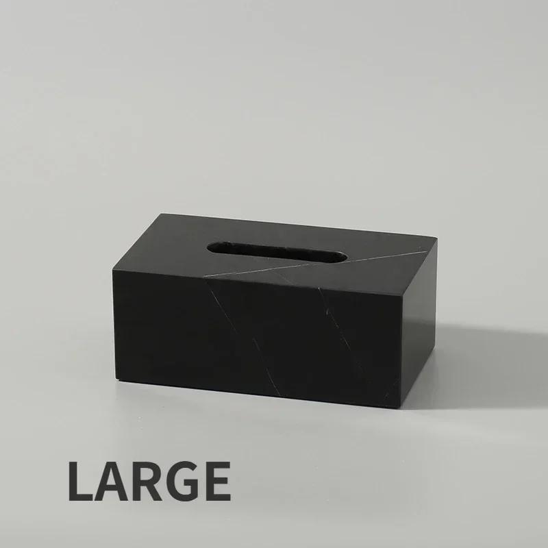 Nordic Natural Marble Tissue Box Square Rectangle Creative Black White Paper Drawer Paper Box Home Hotel Model Room Ornaments