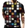 Men's Square Color Tie-Dye T-Shirt, Street Style, Casual, Fashionable, Breathable, Sporty