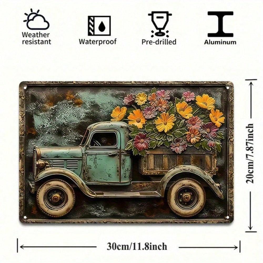 

Metal Sign Floral Truck Art Vintage Home Decor Farmhouse Wall Art Kitchen Living Room Gift Aluminum 20x30cm разноцветный