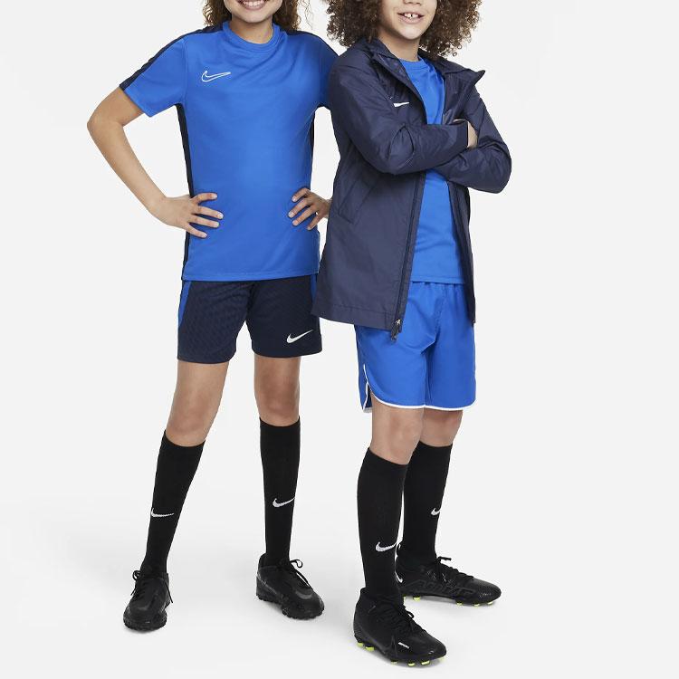 Nike Dri-FIT Academy 23 Color Block Logo Embroidered Crew Neck Sports T-Shirt Kids Tops Blue DX5482-463