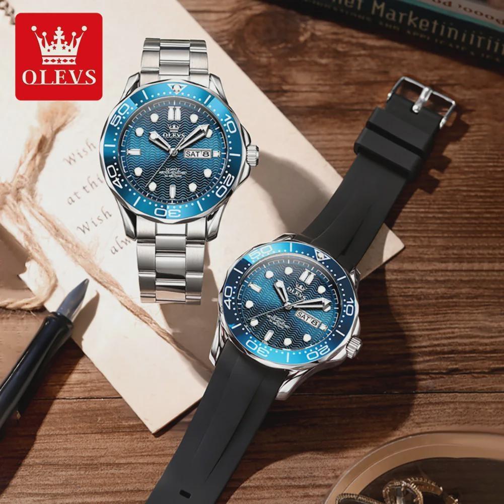 Fashion Mens Watches Steel/Silicone Strap Luminous Dual Calendar Waterproof Multi Color Business Sport Wrist Watch