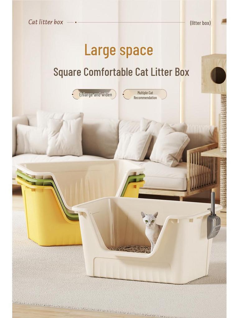 Extra Large Odor-Proof Anti-Splash Cat Litter Box and Open Pet Poop Tray