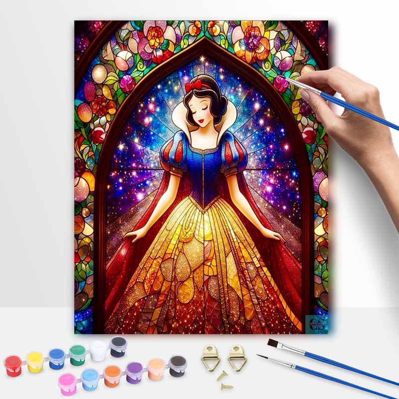 Disney Snow White Stained Glass Oil Painting Kit Home Bedroom Wall Decor Handmade Gift Art Crafts Supplies DIY Aesthetic Decor Project