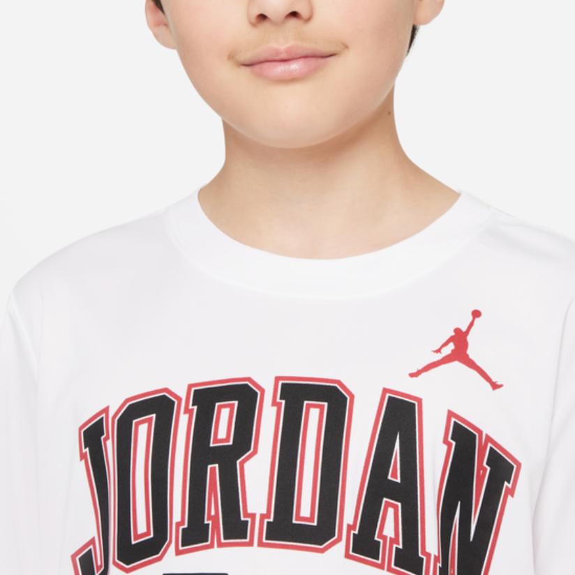 Jordan Letter Print Crew Neck Pullover Short Sleeve T-Shirt Kids Tops White HA4950-101