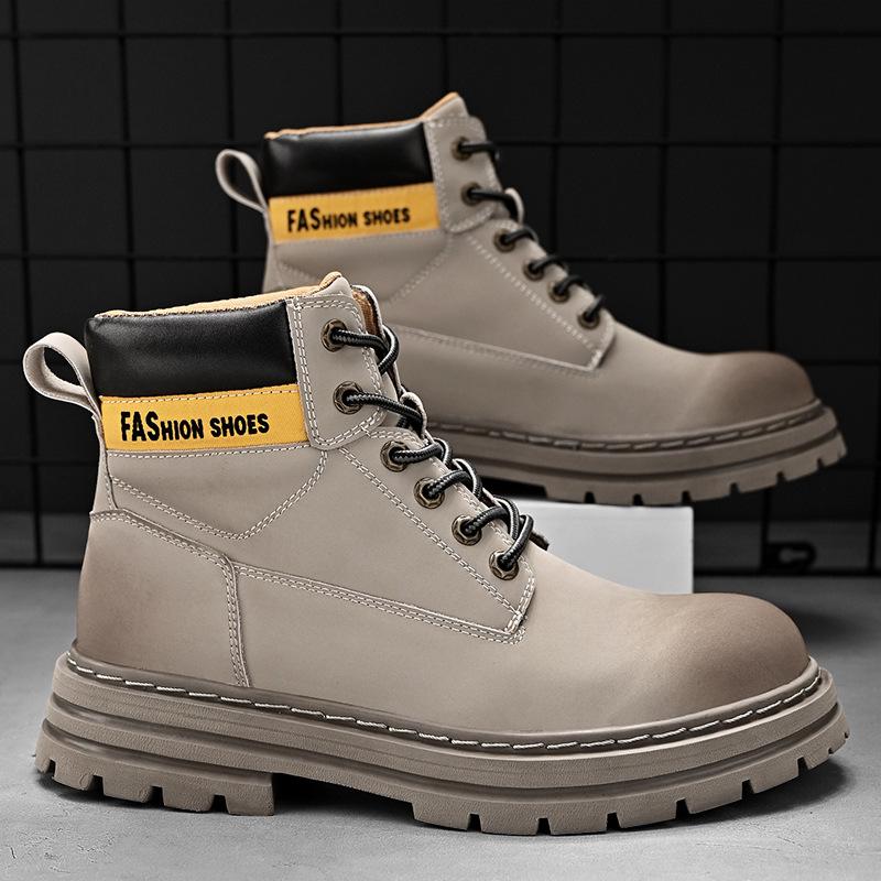 

Осень и зима новая обувь мужская рабочая с высоким берцем большого размера из натуральной кожи ревеня ботинки Мартина с хлопком для сохранения тепла 46