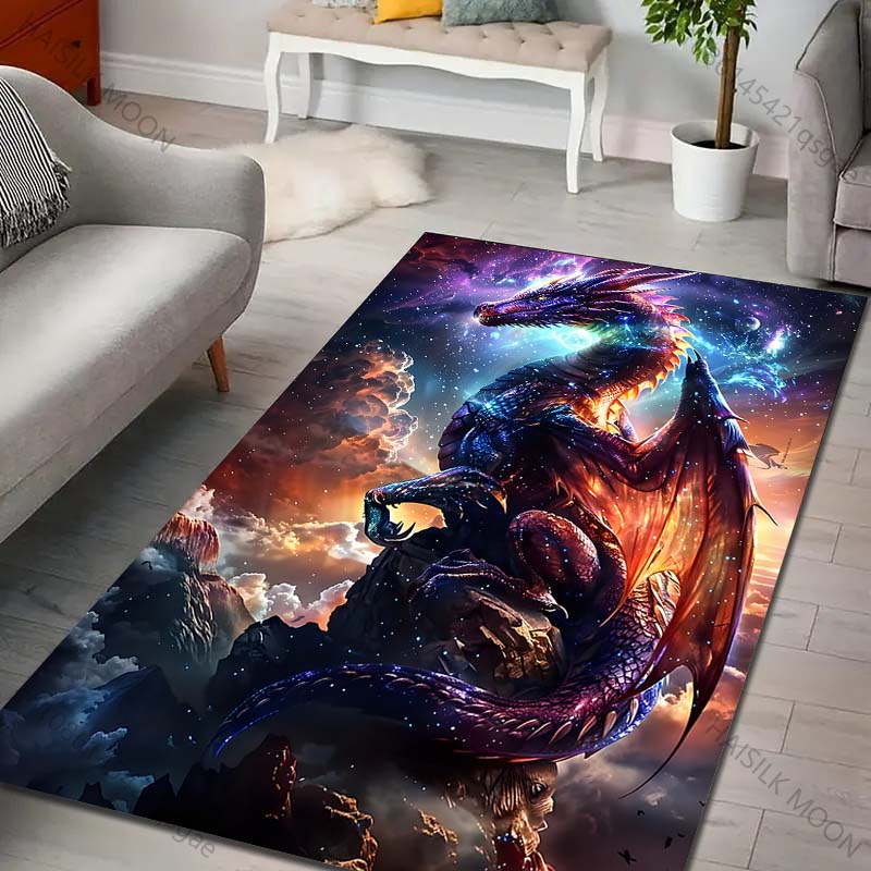 

Multiple sizes Dragon soaring in the cosmos Print Carpet Rug for Living Room Bedroom Sofa Doormat Home Decor Non-slip Floor Mat 40cm x 60cm