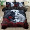 Wolf Bedding Set Animal Duvet Set Red Rose Quilt Cover Bedroom Decoration Guest Room 2/3pcs 2D Valentine's Day Flat Print