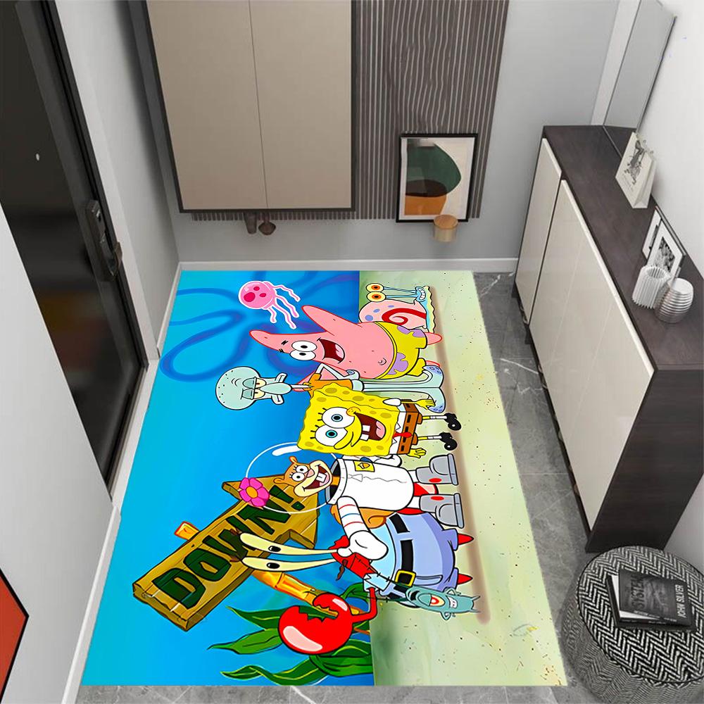 Spongebob Squarepants Adventure Themed Anti-Slip Rugs - Polyester Home Decor, Suitable for Bedrooms, Living Rooms, Doorways, Studios, and Decorations