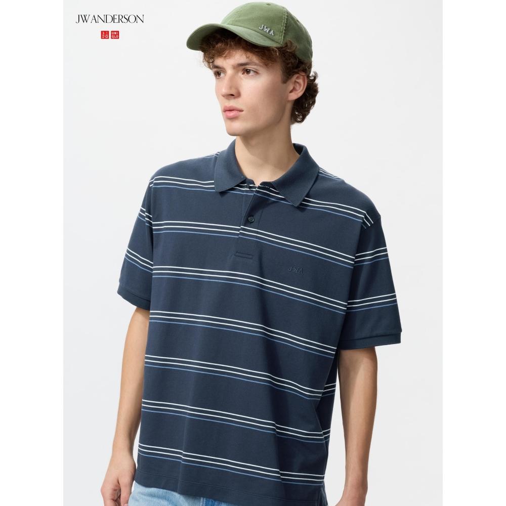 Uniqlo Japan Dry Kanoko Border Polo Shirt