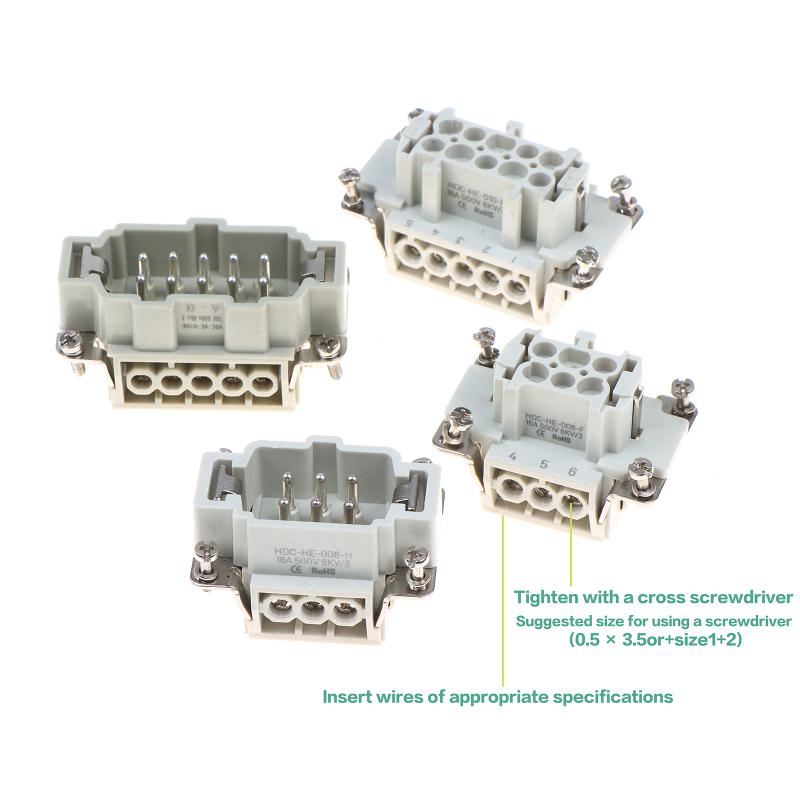6/10/16/24 Core Heavy-duty Connector HDC-HE Male Connector Core Female Connector Insert 16A 500V Aviation Plug Core