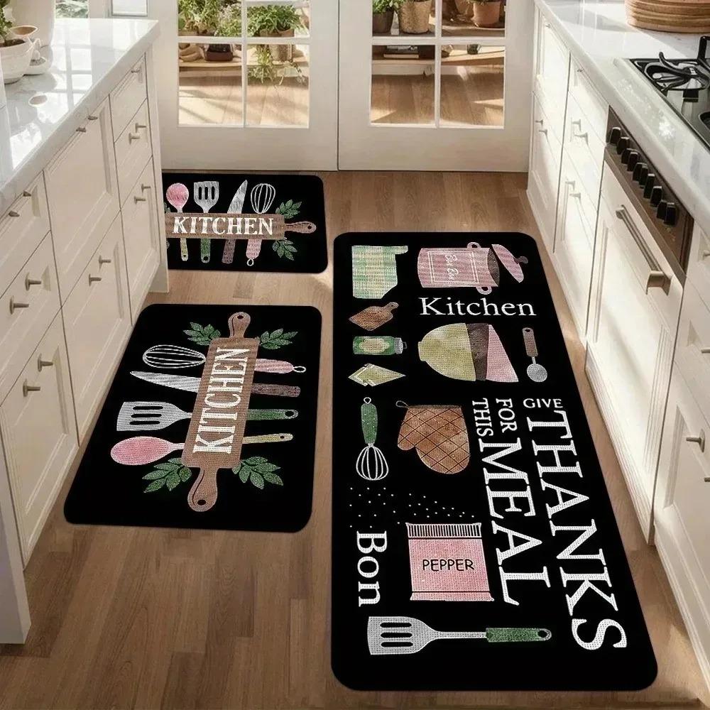 1PC Paw Print Pattern Kitchen Rug Non-Slip Door Mats Pop Design Bathroom Rug Bath Mat Carpet for Home Sink Laundry Decor