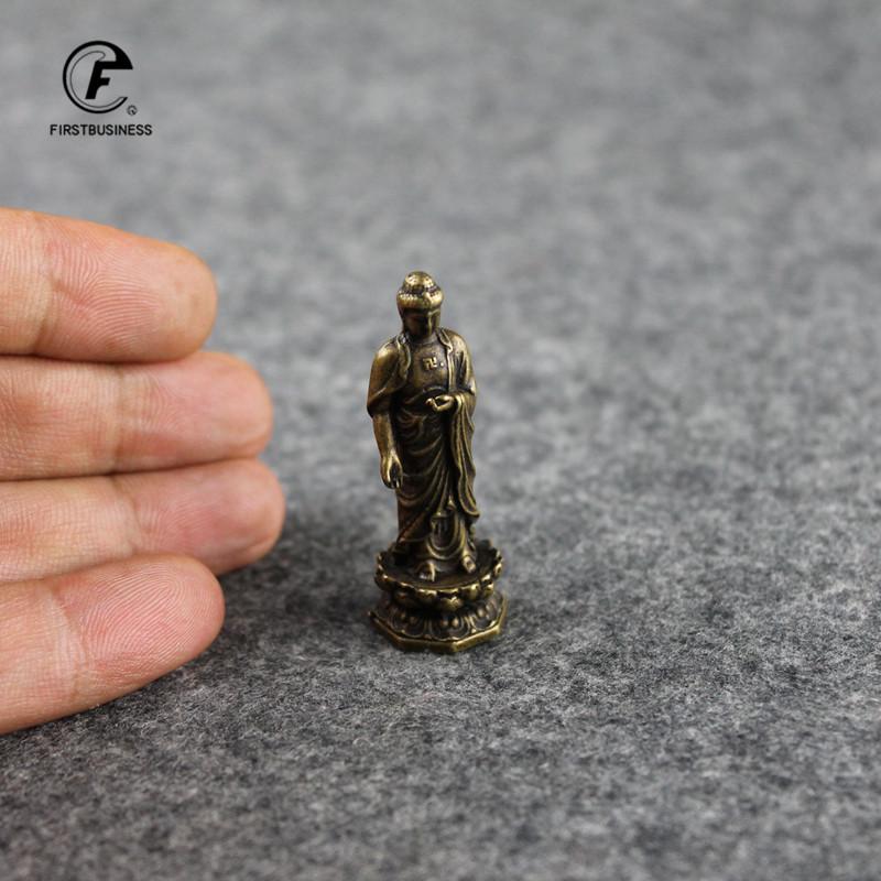 Antique Brass Buddha Sakyamuni Statue Home Decorations Craft Accessories for Living Room Copper Pocket Buddha Figurines Ornament