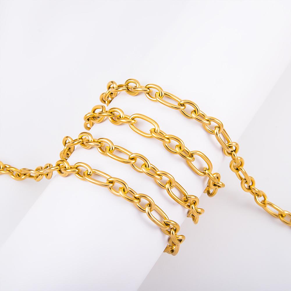 0.5M 1M Open Circle Cross Round Ring Necklace Chain Stainless Steel Link Chains DIY Women Bracelets Jewelry Making Body Chain