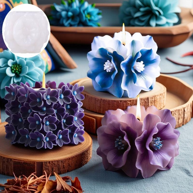 Flower Embossed Cubic Silicone Candle Molds Baking Mould for Epoxy Resin Making Candle Soap Chocolate Home Decoration