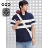 GXG Men's Cool-Touch Striped Colorblock Polo Shirt