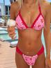 Women's Swimsuit Printed Triangle Bag Halter Neck Back Tie Low Waist Sexy Backless Split Swimsuit Beach Wear