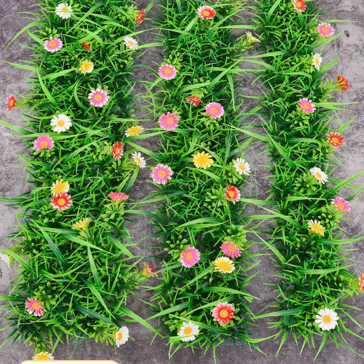 Artificial Lawn Plants with Flowers: Decorative Green Turf Mat for Landscaping and Display