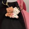 Couple Bear Puppy Magnet Keychain Bag Charm Baguette Friendship